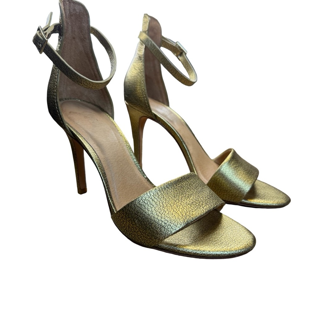 ✨ Joie Jaclyn Gold Leather Strap Heel Sandals Size 37 ✨